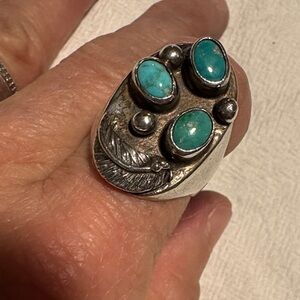 Vintage Silver Turquoise Statement Ring